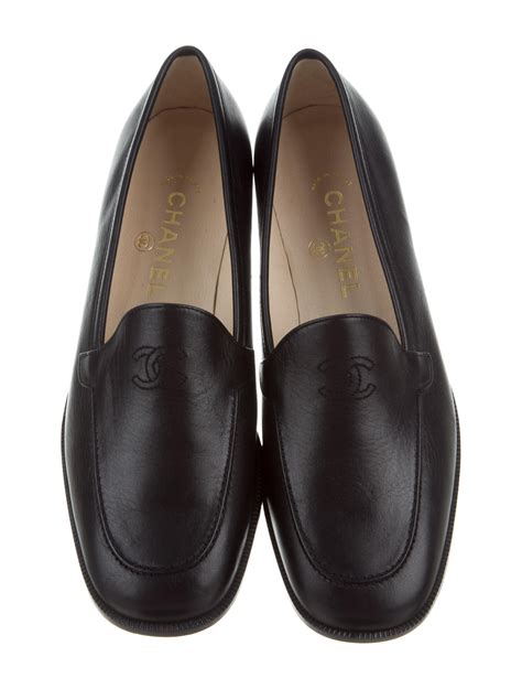 chanel leather loafers round toe black mules price at barneys|authentic chanel loafers.